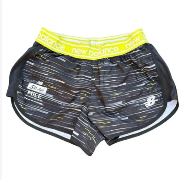 New Balance black and yellow running shorts with inner brief, size small - Picture 1 of 3